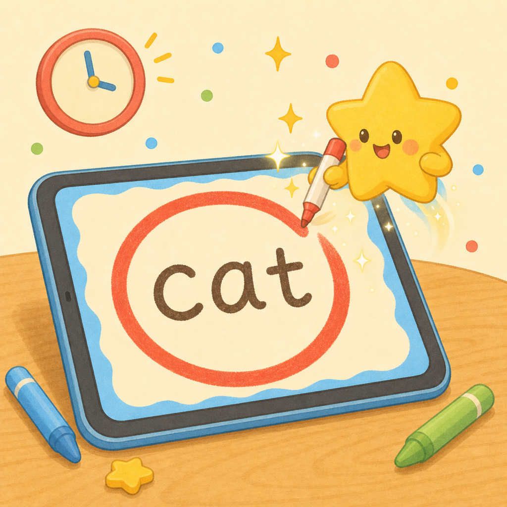 AIが手書きの英単語を自動で採点している様子